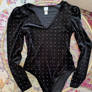 Black velvet bodysuit